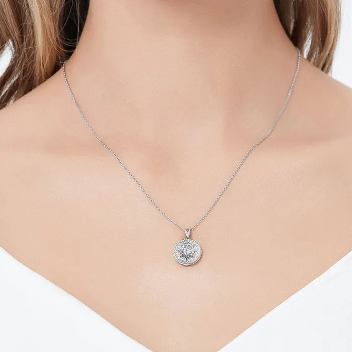 Cable Halo CZ Necklace in Sterling Silver BERRICLE Necklaces