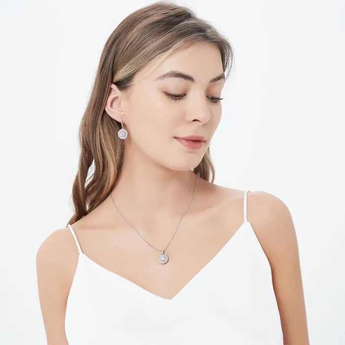 Cable Halo CZ Necklace in Sterling Silver BERRICLE Necklaces