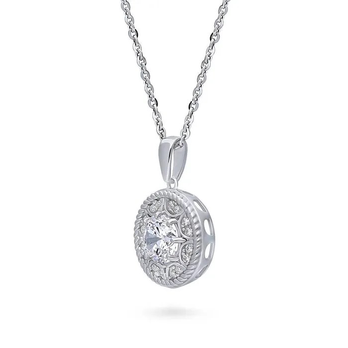 Cable Halo CZ Necklace in Sterling Silver BERRICLE Necklaces
