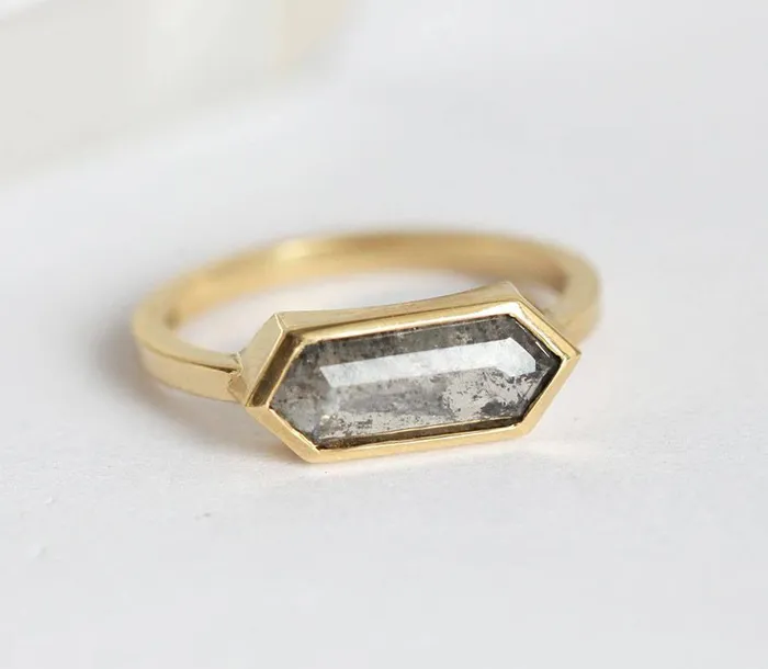 Capucinne Genevive Salt Pepper Diamond Ring Set Rings