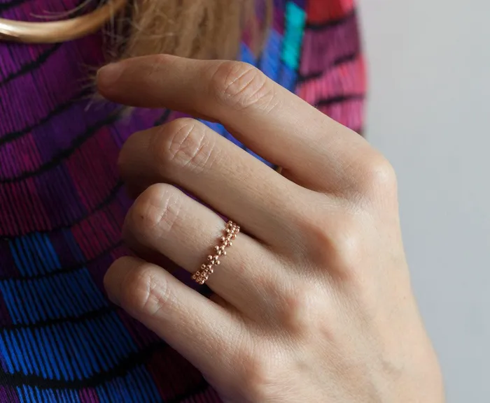 Capucinne Gold Beaded Ring Beaded Crown Ring Rings