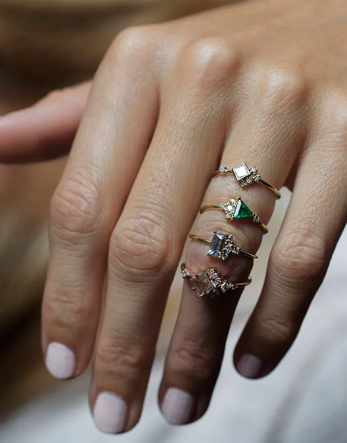 Capucinne Lena Triangle Ruby Cluster Ring Rings