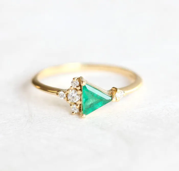 Capucinne Lena Triangle Ruby Cluster Ring Rings