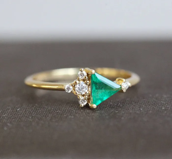 Capucinne Lena Triangle Ruby Cluster Ring Rings