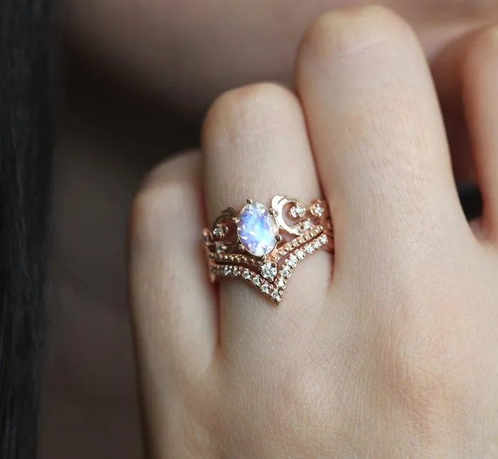 capucinne Naira Moonstone Ring Set Rings