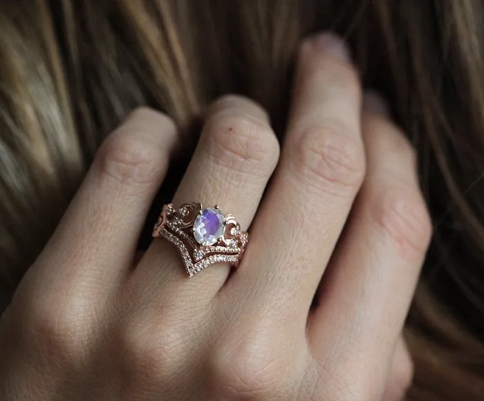 capucinne Naira Moonstone Ring Set Rings