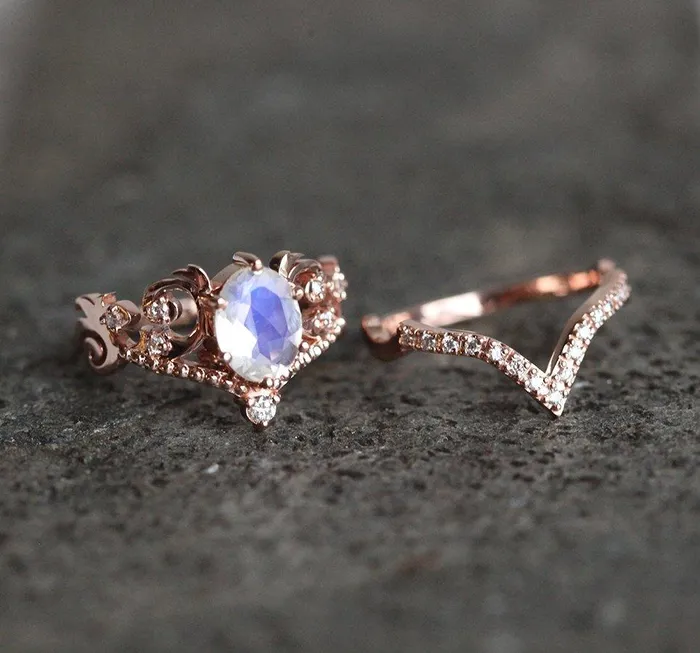 capucinne Naira Moonstone Ring Set Rings