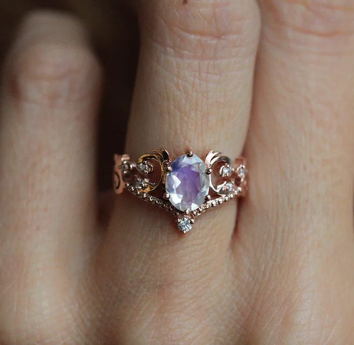 capucinne Naira Moonstone Ring Set Rings