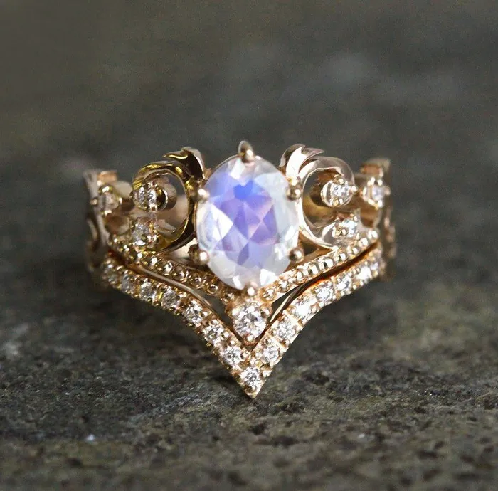capucinne Naira Moonstone Ring Set Rings