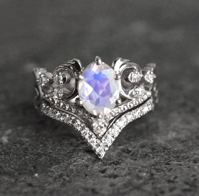 capucinne Naira Moonstone Ring Set Rings