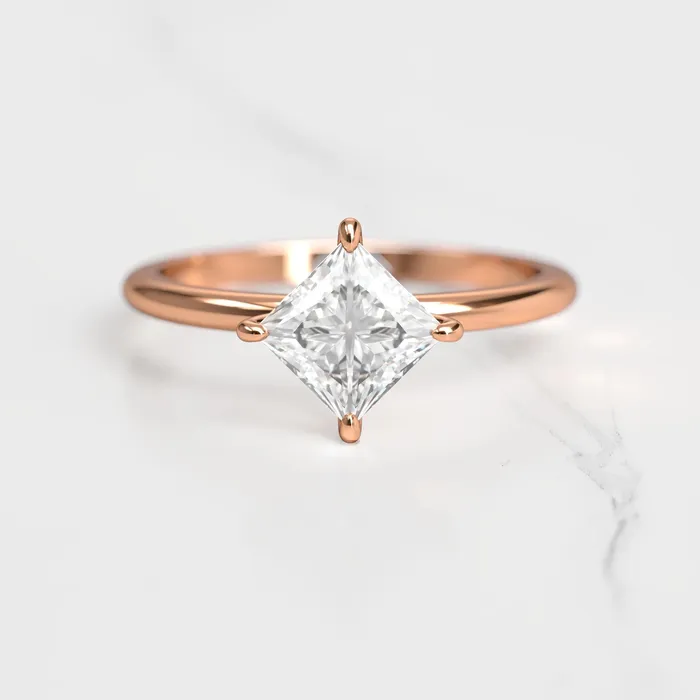 Capucinne Princess Solitaire Diamond Ring Rings