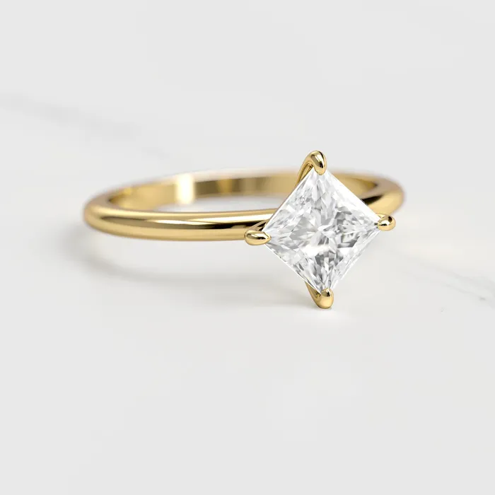 Capucinne Princess Solitaire Diamond Ring Rings