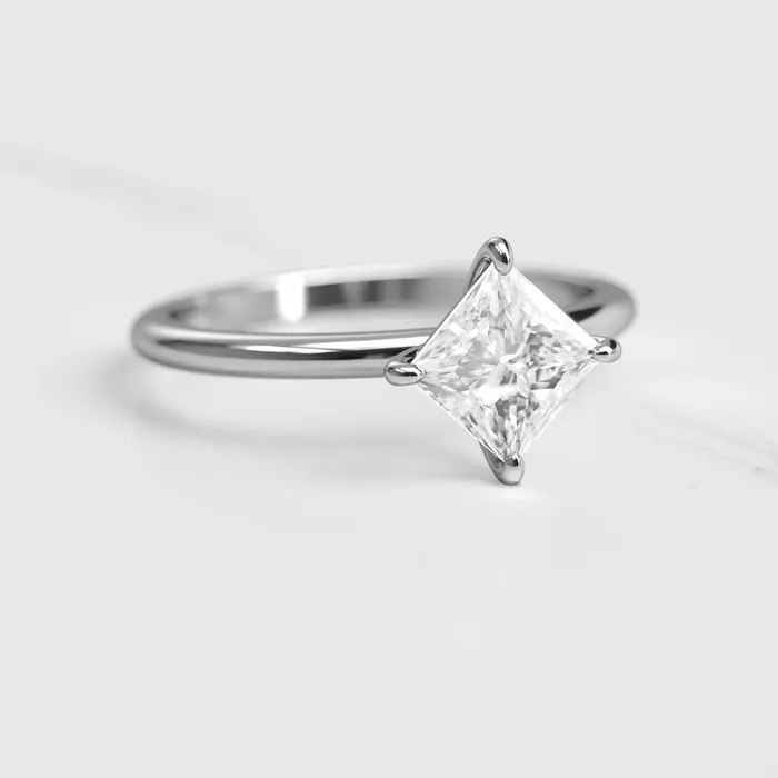 Capucinne Princess Solitaire Diamond Ring Rings