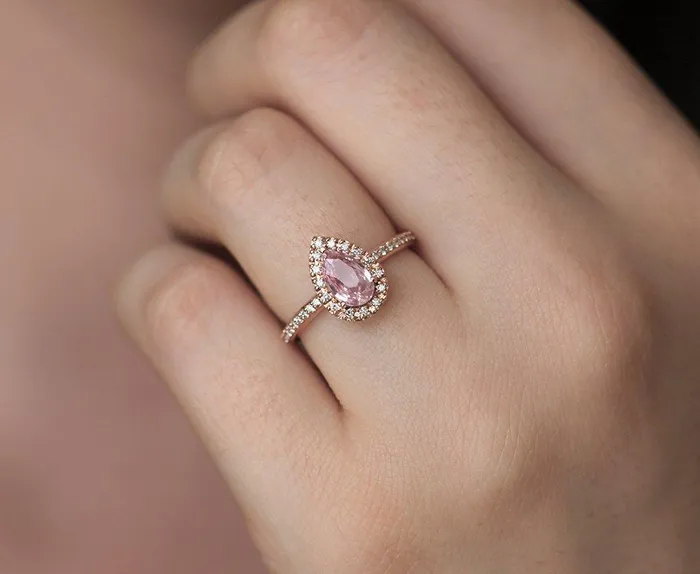 Capucinne Rings Andie Pear Sapphire Diamond Ring