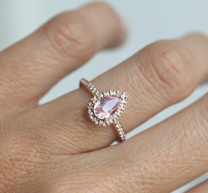 Capucinne Rings Andie Pear Sapphire Diamond Ring