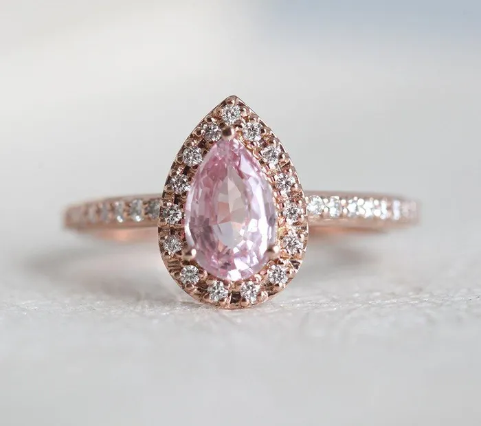 Capucinne Rings Andie Pear Sapphire Diamond Ring