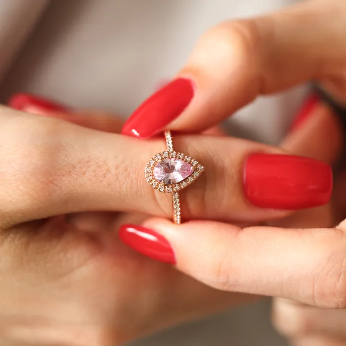 Capucinne Rings Andie Pear Sapphire Diamond Ring