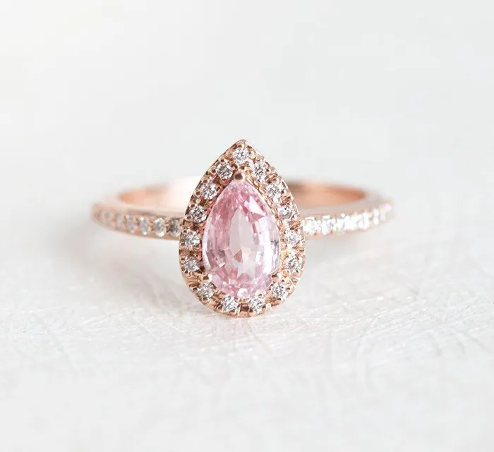 Capucinne Rings Andie Pear Sapphire Diamond Ring