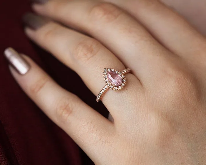 Capucinne Rings Andie Pear Sapphire Diamond Ring