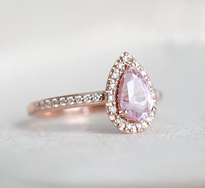 Capucinne Rings Andie Pear Sapphire Diamond Ring