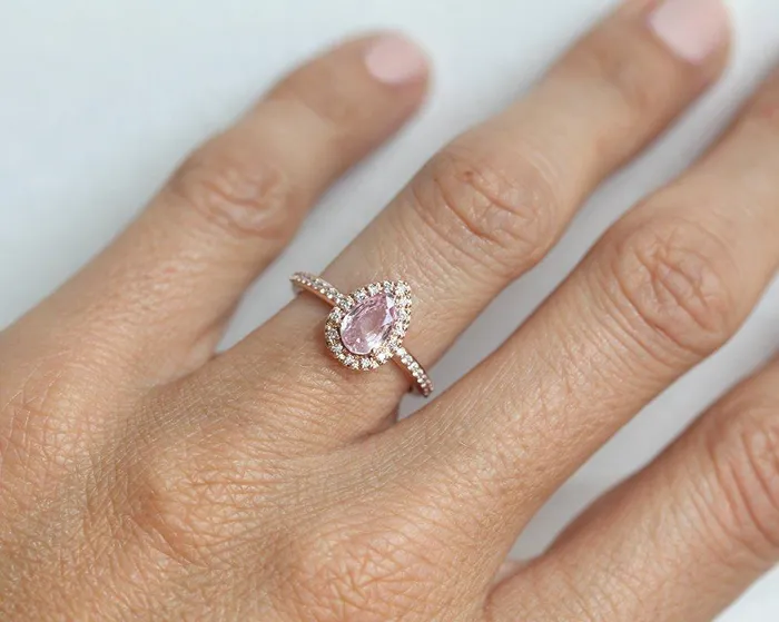 Capucinne Rings Andie Pear Sapphire Diamond Ring