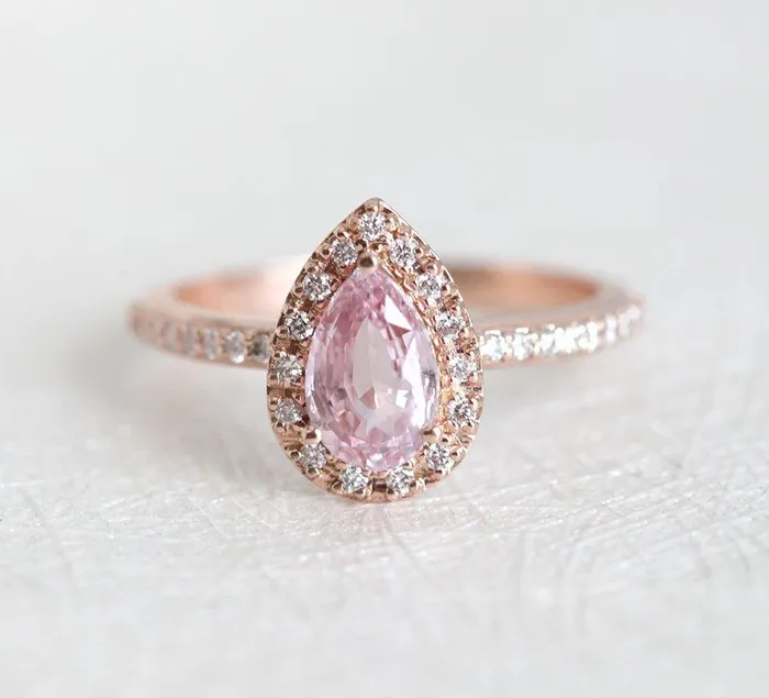 Capucinne Rings Andie Pear Sapphire Diamond Ring