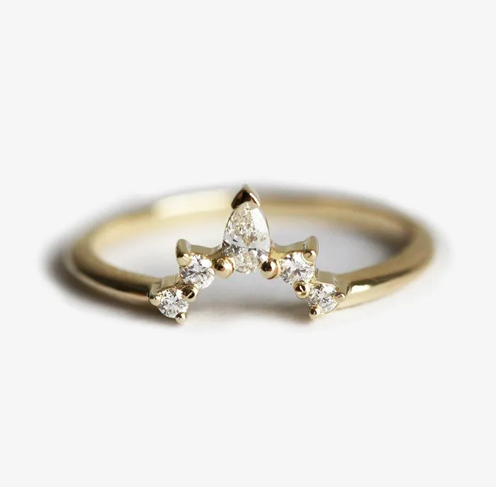 Capucinne Rings Diamond Wedding Band Diamond Crown Ring