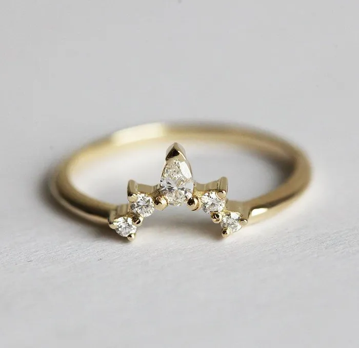 Capucinne Rings Diamond Wedding Band Diamond Crown Ring