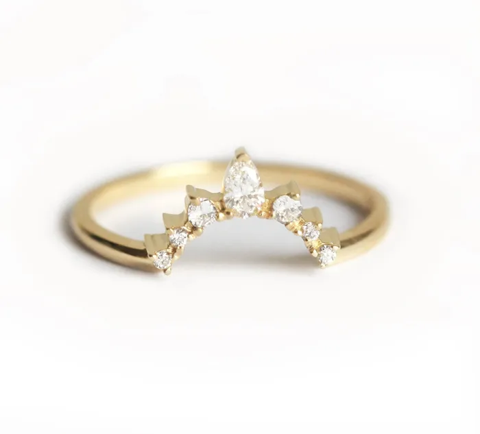 Capucinne Rings Diamond Wedding Band Diamond Crown Ring