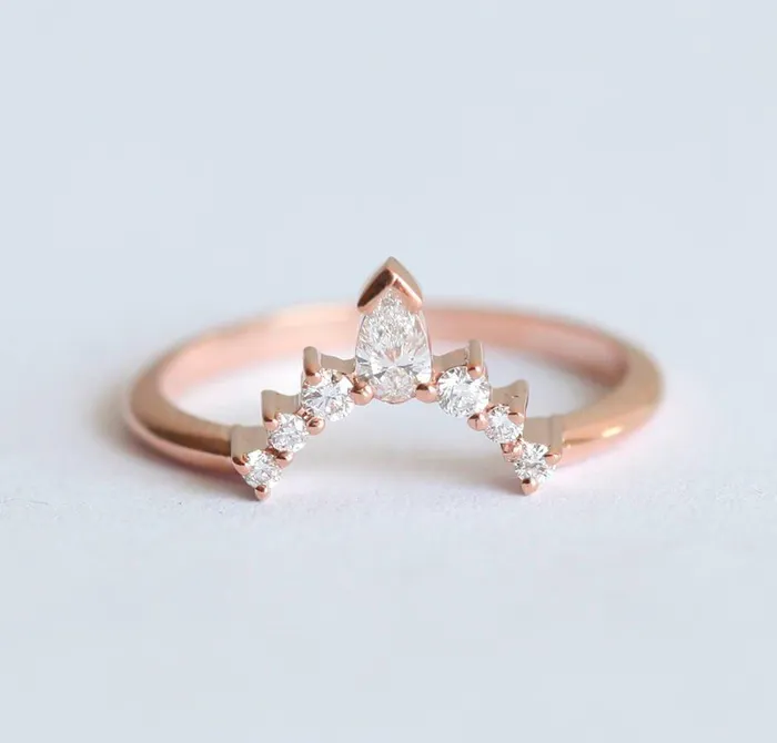 Capucinne Rings Diamond Wedding Band Diamond Crown Ring