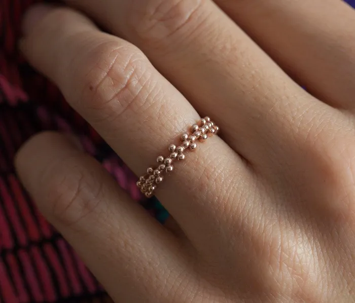 Capucinne Rings Gold Beaded Ring Beaded Crown Ring Ready to Ship