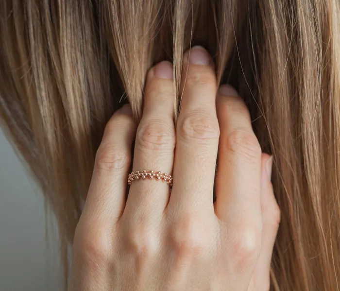 Capucinne Rings Gold Beaded Ring Beaded Crown Ring Ready to Ship