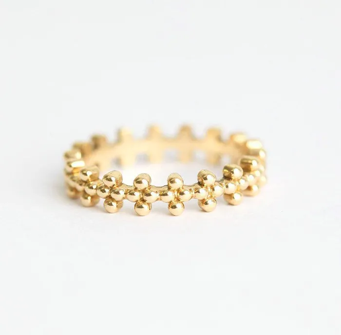 Capucinne Rings Gold Beaded Ring Beaded Crown Ring Ready to Ship