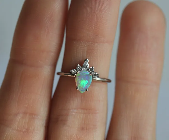 Capucinne Rings Kimora Pear Opal Ring