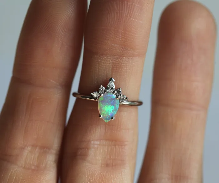 Capucinne Rings Kimora Pear Opal Ring