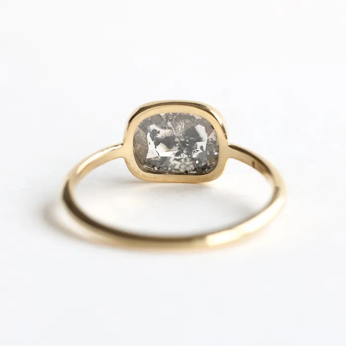 Capucinne Rings Rose Cut Diamond Salt And Pepper Solitaire Diamond Ring