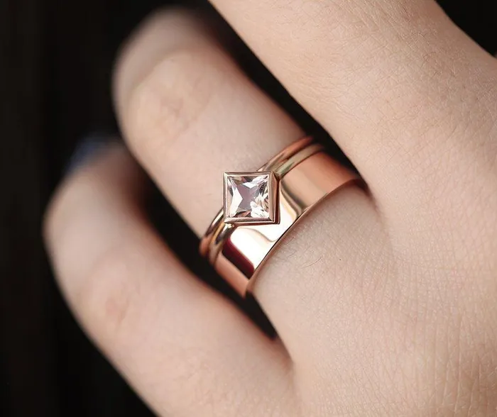 capucinne Rings Rose Gold Ring Matching Rose Gold Band