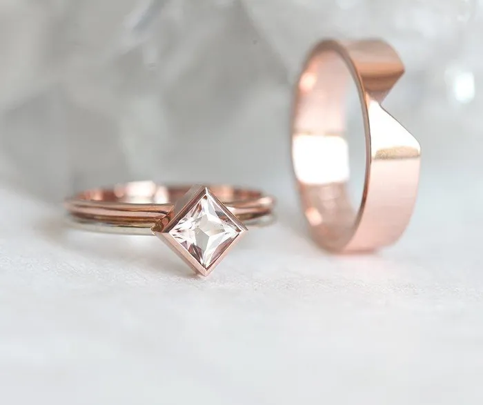 capucinne Rings Rose Gold Ring Matching Rose Gold Band