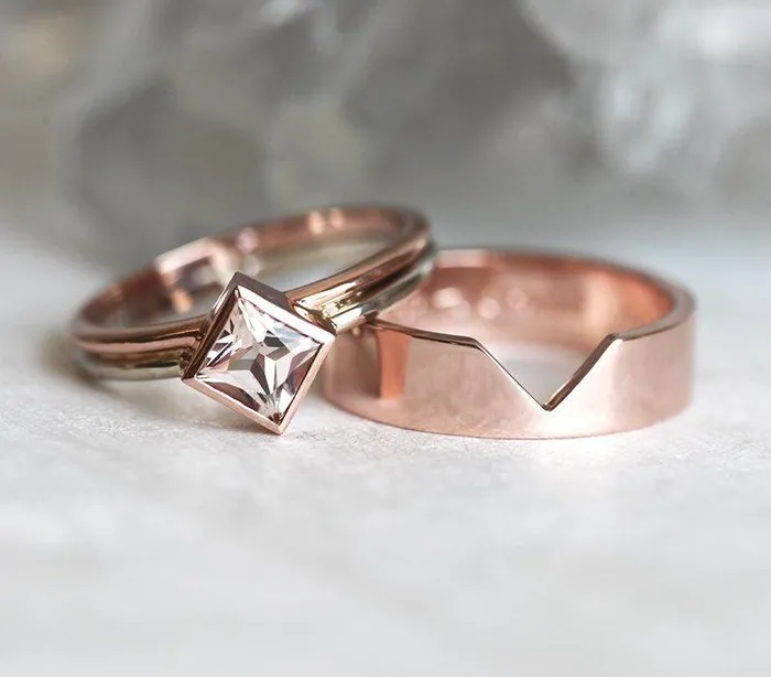 capucinne Rings Rose Gold Ring Matching Rose Gold Band