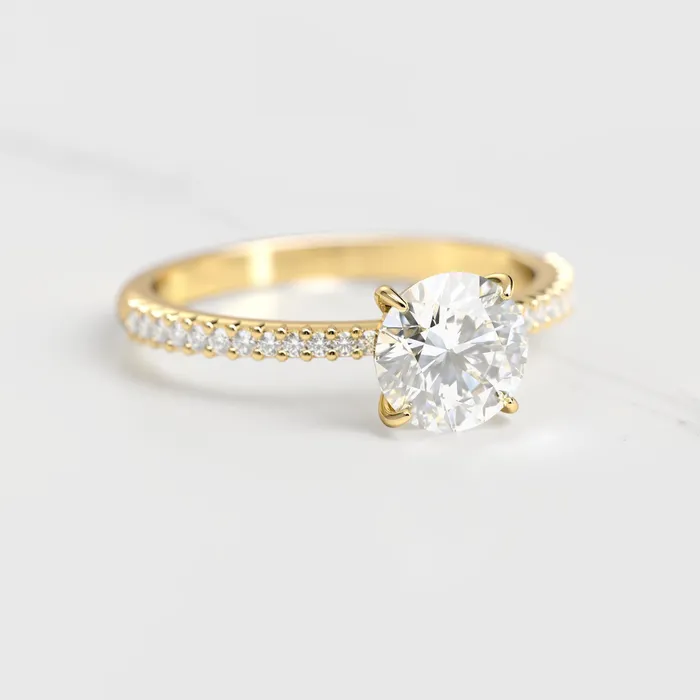 Capucinne Rings round moissanite ring with half eternity accent moissanites Capucinne Rings round moissanite ring with half eternity accent moissanites