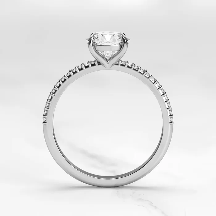 Capucinne Rings round moissanite ring with half eternity accent moissanites