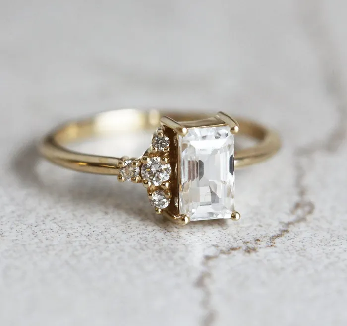 Capucinne Rings Theodore White Sapphire Diamond Ring