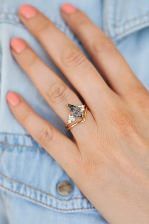 Capucinne Rings Valentia Kite Moss Agate Ring Set
