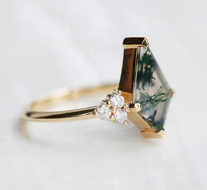 Capucinne Rings Valentia Kite Moss Agate Ring Set