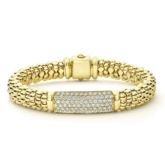 Caviar Gold 18K Gold Diamond Bracelet 9mm Lagos PreStyled Sets