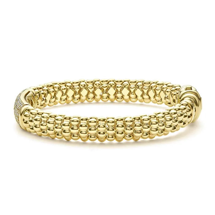 Caviar Gold 18K Gold Diamond Bracelet 9mm Lagos PreStyled Sets Caviar Gold 18K Gold Diamond Bracelet 9mm Lagos PreStyled Sets