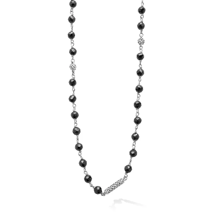 Caviar Icon Long Black Ceramic Beaded Necklace LAGOS Necklaces