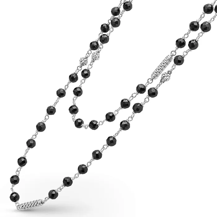Caviar Icon Long Black Ceramic Beaded Necklace LAGOS Necklaces Caviar Icon Long Black Ceramic Beaded Necklace LAGOS Necklaces