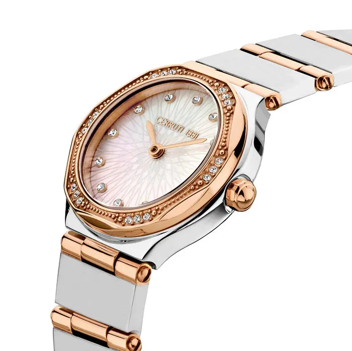 Cerruti 1881 Rendinara Ladies White MOP Dial Stainless Steel Rose Gold Bracelet Watch Cerruti Bracelets