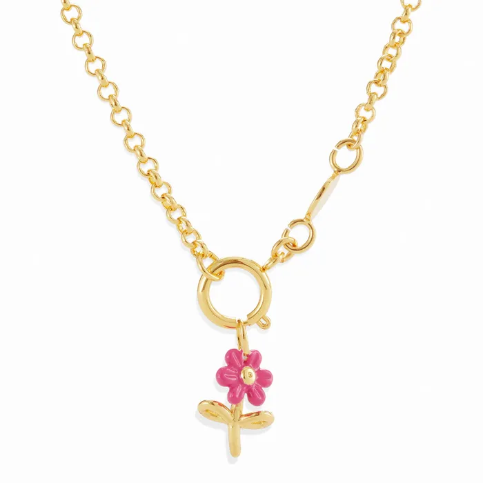 Charm Necklaces Les Nereides Les Nereides Pink Daisy Charm